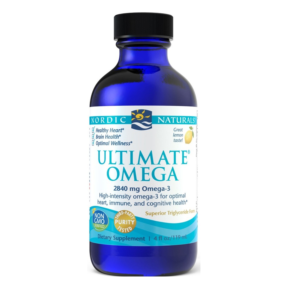 Nordic Naturals Ultimate Omega High Potency Omega 3 Fish Oil Liquid with Lemon Flavor For Heart and Brain Support 119ml