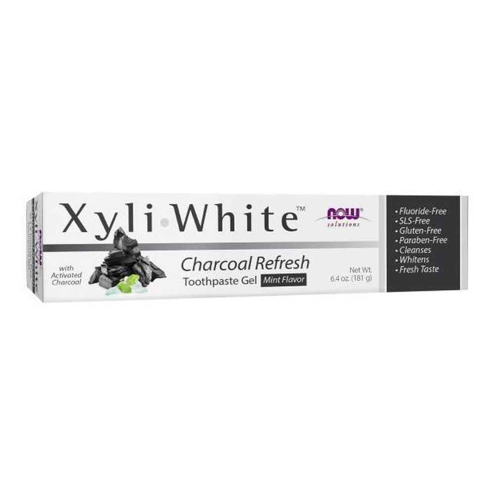 NOW Foods XyliWhite Charcoal Refresh Toothpaste Gel with Activated Charcoal 181g