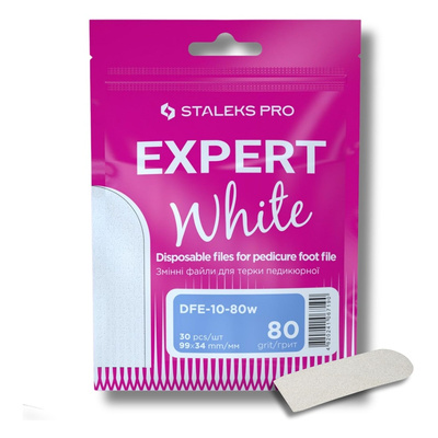 Staleks Pro Expert 10 Disposable White Pedicure File Refills 80 Grit DFE-10-80w  30pcs