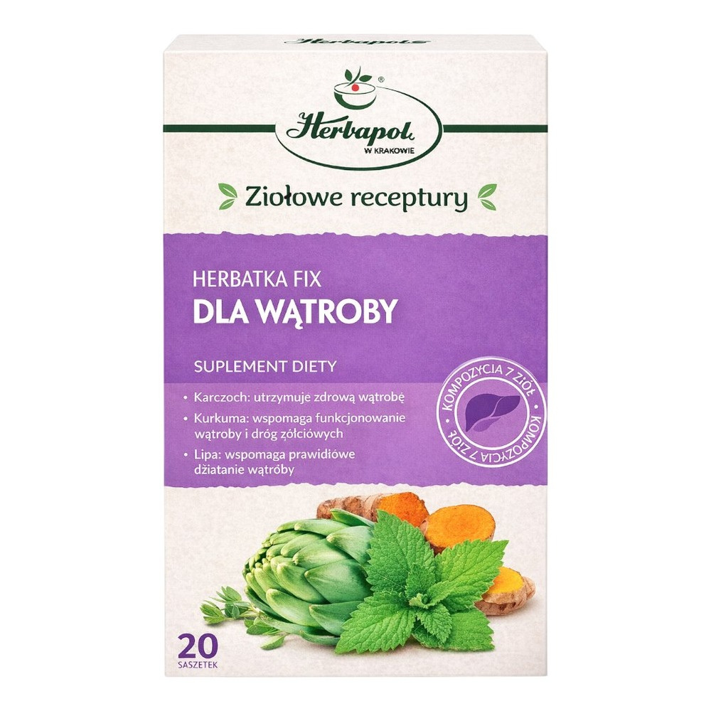 Herbapol Fix Tea for Liver Support with Artichoke Lime and Turmeric 20x2g