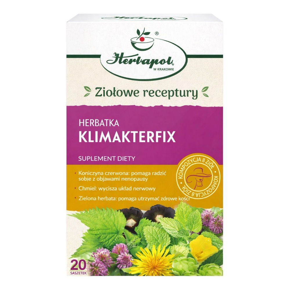 Herbapol Klimakterfix Tea for 50 Years Old Women with Clover Evening Primrose and Lemon Balm 20x2g