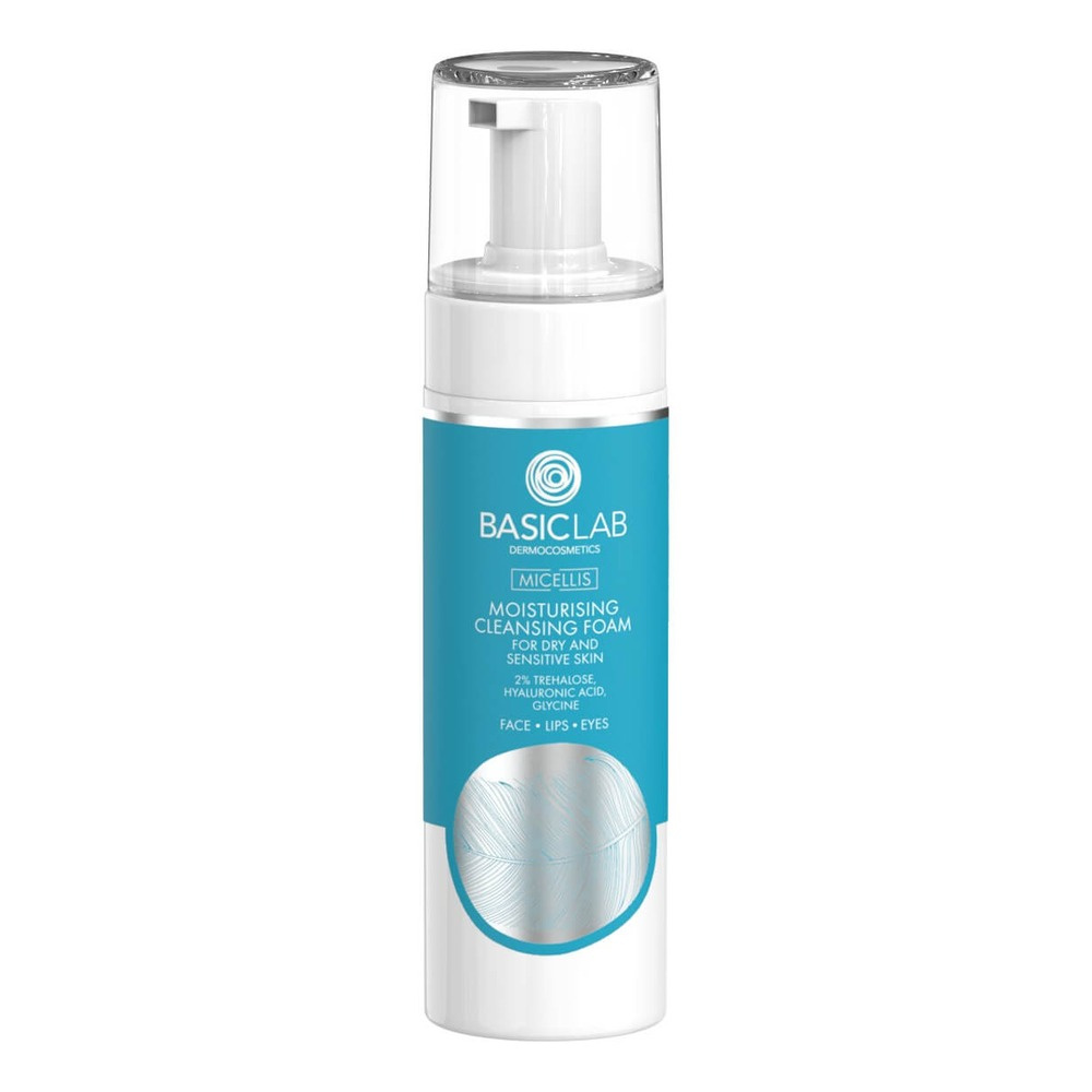 BasicLab Micellis Moisturizing Cleansing Foam 2% Trehalose Hyaluronic Acid Glycine for Dry and Sensitive Skin 150ml