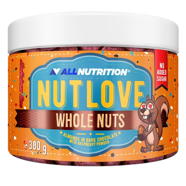 Allnutrition Nutlove Whole Nuts Almonds in Dark Chocolate with Raspberry Powder 300g