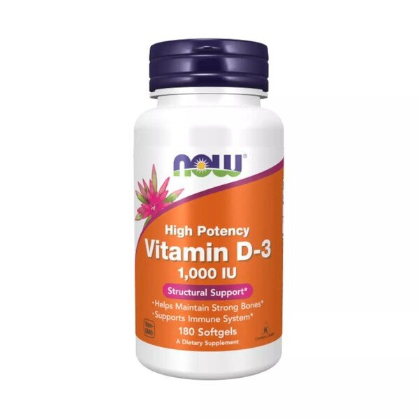 Now Foods Vitamin D-3 1000 IU Brain & Muscle Immunity Support 180 Softgels
