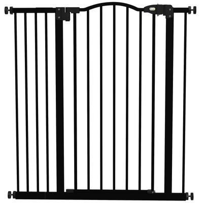 PawHut Pressure Fit Dog Stair Gate No Drilling Safety Gate Auto Close for Doorways, Hallways, 74-94cm Adjustable, 94cm Tall, Black