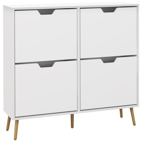 HOMCOM Shoe Storage Cabinet, 4 Flip Drawers, Shoe Organizer for 8-16 Pairs of Shoes, White