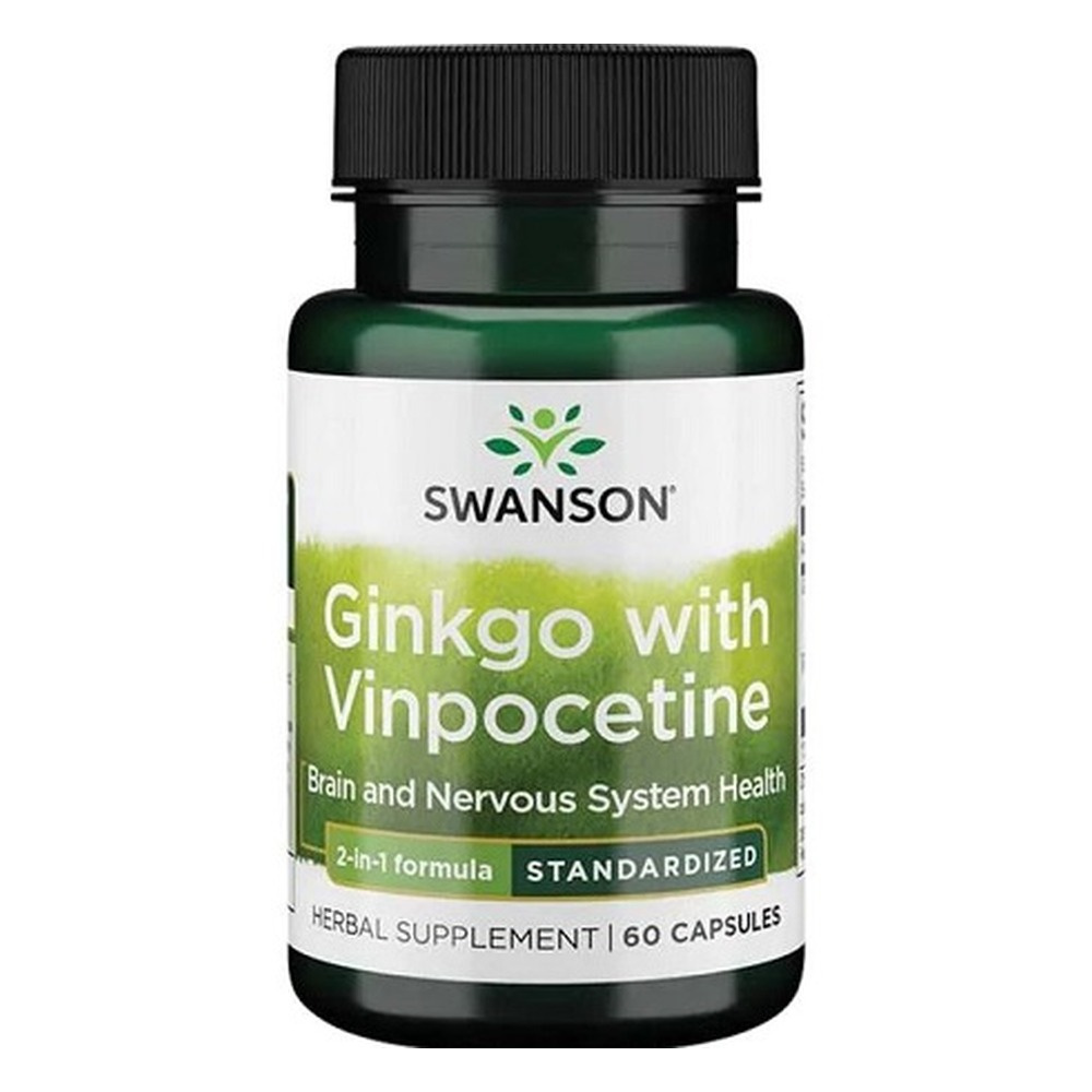 Swanson Ginkgo with Vinpocetine for Memory and Focus 60 Capsules