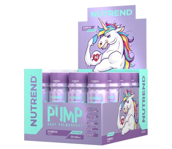 Nutrend Pump Pre-Workout Shot Rainbow Pre-Workout in Shots For Muscle Pump and Focus 20 x 60 ml