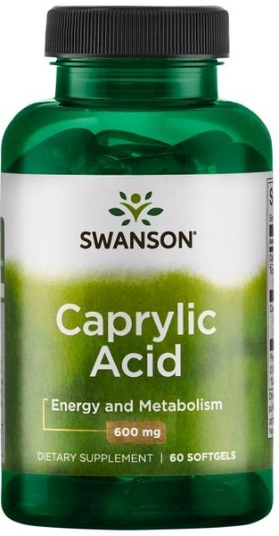 Swanson Caprylic Acid 600mg Supporting Gut Microflora Balance 60 Capsules