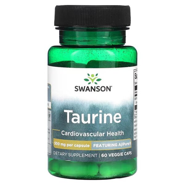 Swanson Taurine 500mg Amino Acid for Metabolism Support 60 Vcapsules
