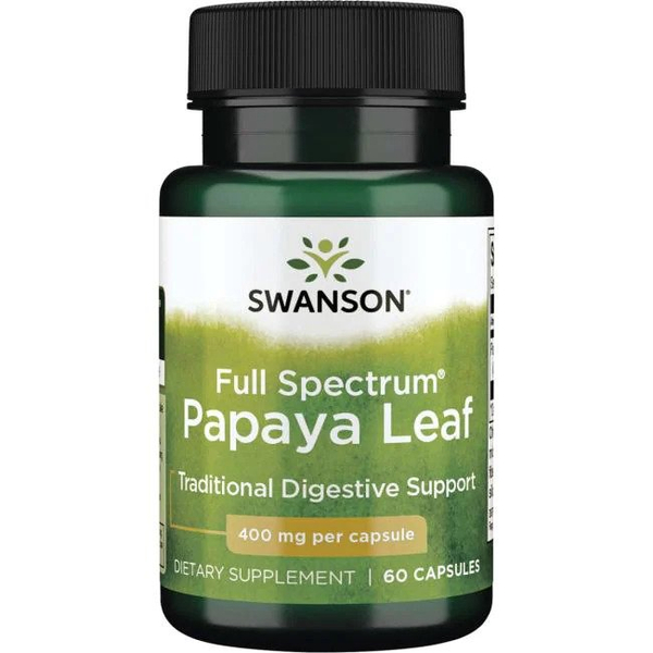 Swanson Full Spectrum Papaya Leaf 400mg for Digestive Support 60 Capsules