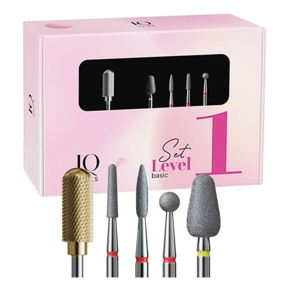 IQ Nails Level 1 Basic Nail Drill Bit Starter Set for Beginners 5pcs