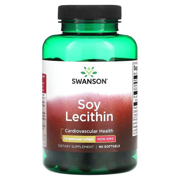 Swanson Non-GMO Soy Lecithin 1200mg for Memory and Lipid Metabolism 90 Capsules
