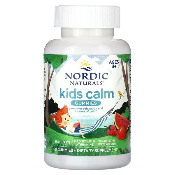 Nordic Naturals Kids Calm Gummies Strawberry Watermelon For Relaxation for Kids 60 Gummies