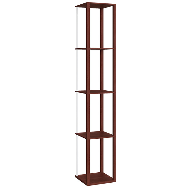 HOMCOM RGB LED Floor Lamp with Shelves, Modern Dimmable Standing Lamp with Remote Control, Adjustable Brightness & Speed for Living Room, Bedroom, Office, Brown