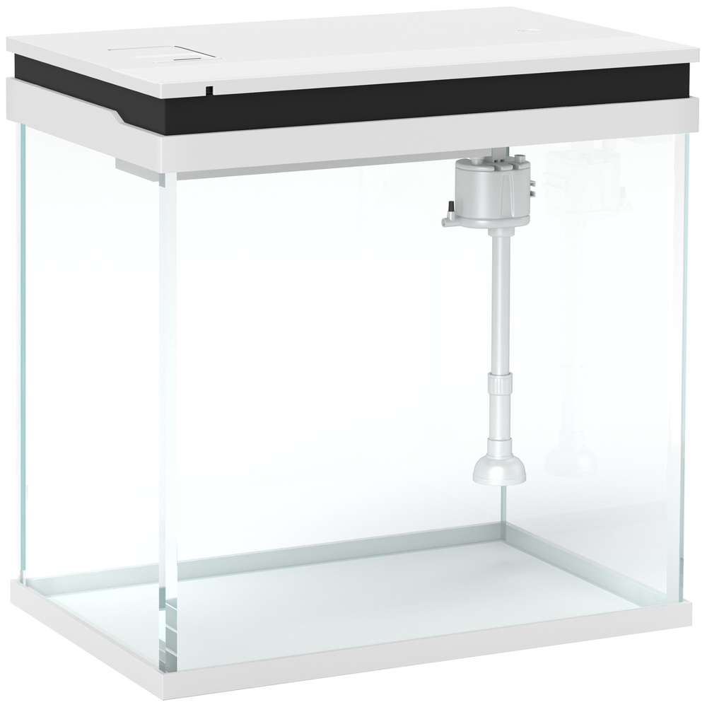 PawHut 26L Glass Fish Tank With Filter System, LED Lights, Water Pump, White