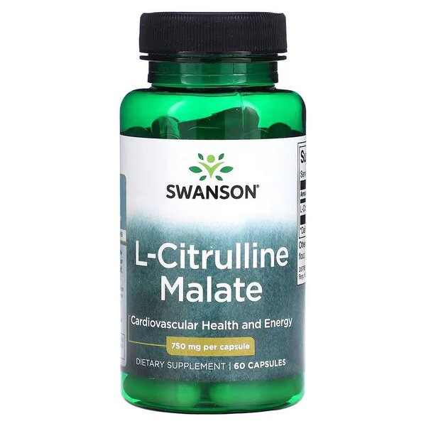 Swanson L-Citrulline Malate 750mg for Energy and Vitality 60 Capsules