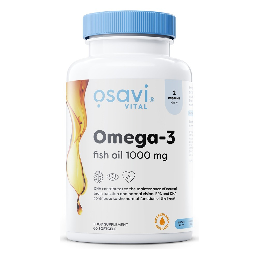 Osavi Omega 3 Fish Oil Molecularly Distilled 1000mg 60 softgels