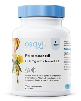Osavi Primrose Oil with Vitamin A and E 1800mg 60 softgels