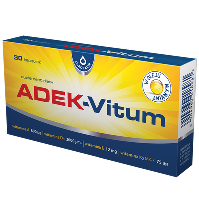 Oleofarm ADEK-Vitum Vitamins A D3 E K2 for Immunity Support 30 Capsules