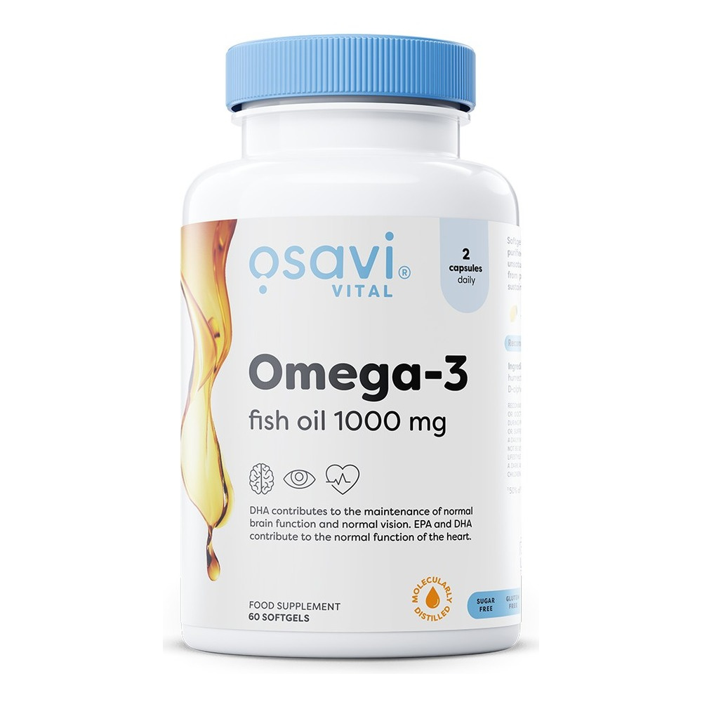 Osavi Omega 3 Fish Oil Molecularly Distilled 1000mg Lemon 60 softgels