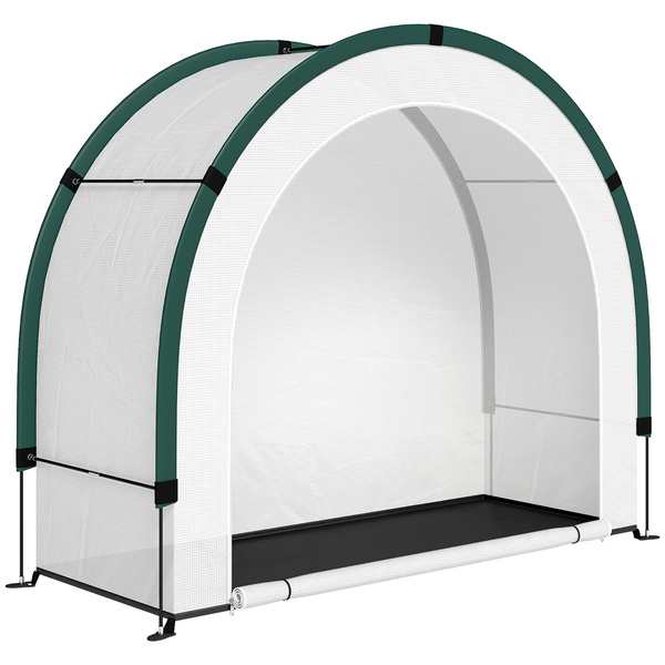 Outsunny Foldable Small Greenhouse, Portable Green House Mini Greenhouse with Zipper Door, PE Base, 200 x 80 x 164 cm, Green