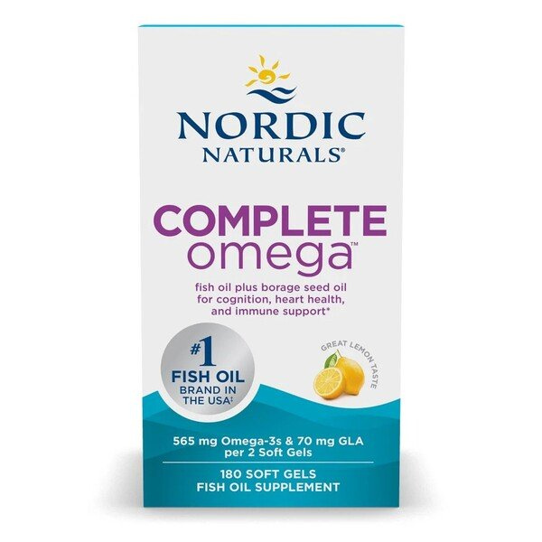Nordic Naturals Complete Omega 565mg Lemon Omega 3 6 9 Supplement for Healthy Skin and Joints 180 Softgels