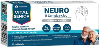 Vital Senior Neuro B-Complex + Iodine Memory and Nervous System Support 30 Tablets