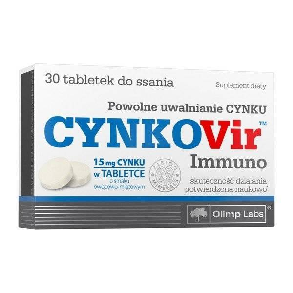 Olimp Cynkovir Immuno Zinc 15mg Fruit-Mint 30 Lozenges