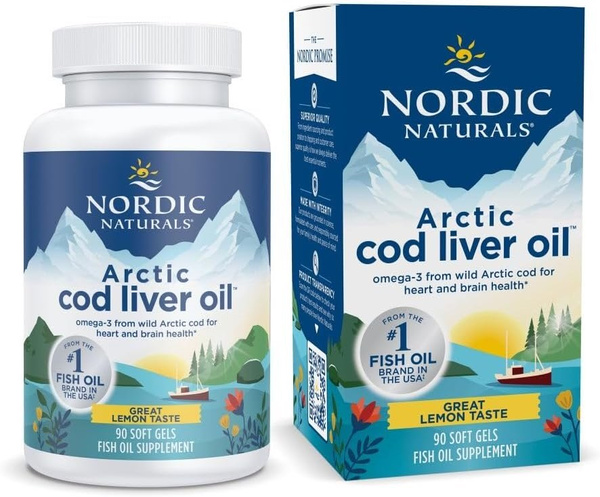 Nordic Naturals Arctic Cod Liver Oil 750mg Lemon For Heart and Brain Health 90 Softgels