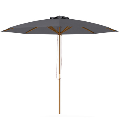Outsunny 3m Wood Pole Parasol Umbrella - Grey