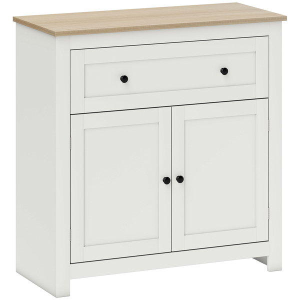 HOMCOM Sideboard Storage Cabinet, Modern Kitchen Cupboard with Adjustable Shelf, Drawer and Double Doors, Cream White