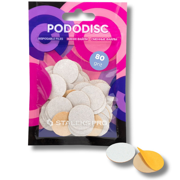 Staleks Pro Expert Disposable Pododisc Pedicure White Files Size M Grit 80 50pcs