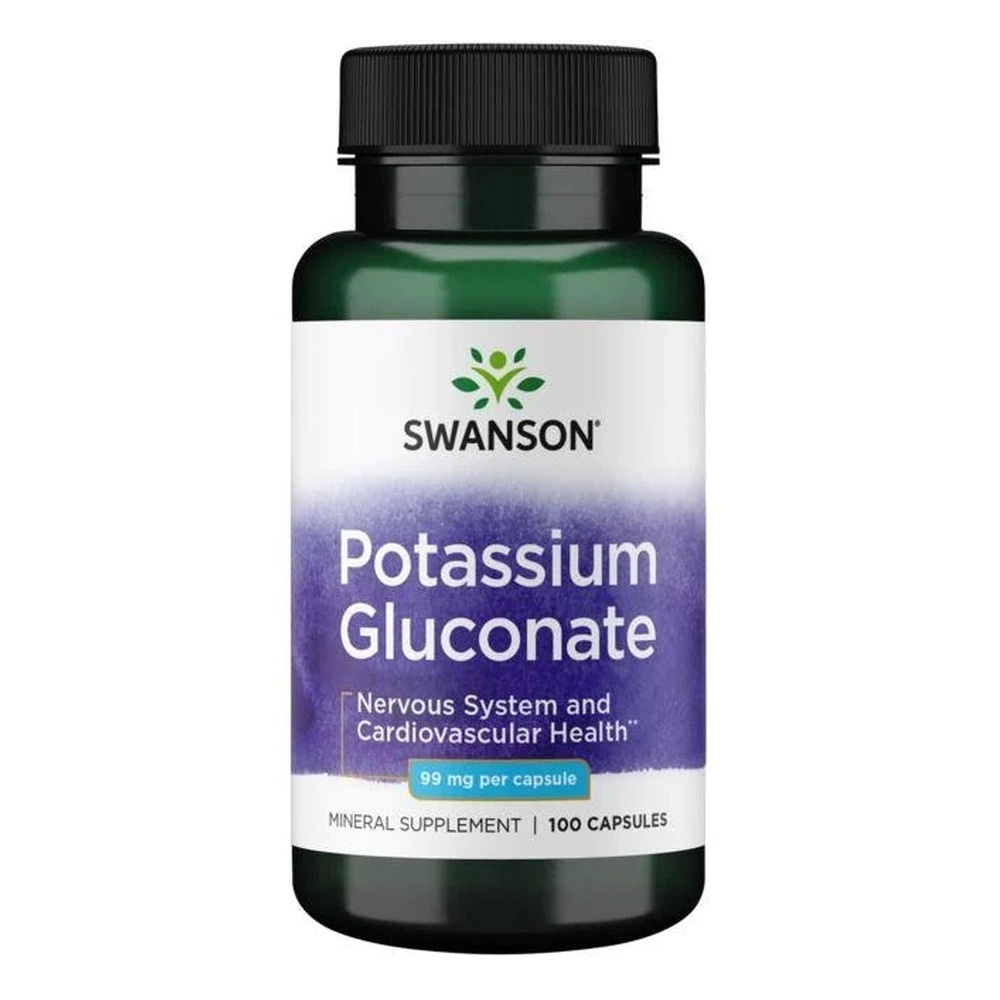 Swanson Potassium Gluconate 99mg for Blood Pressure & Muscles 100 Capsules