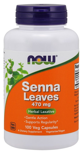 Now Foods Senna Leaves 470mg Regulates Mild Constipation Problems 100 Capsules