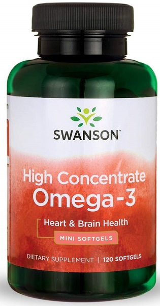Swanson High Concentrate Omega-3 for Heart and Brain Health Support 120 Softgels