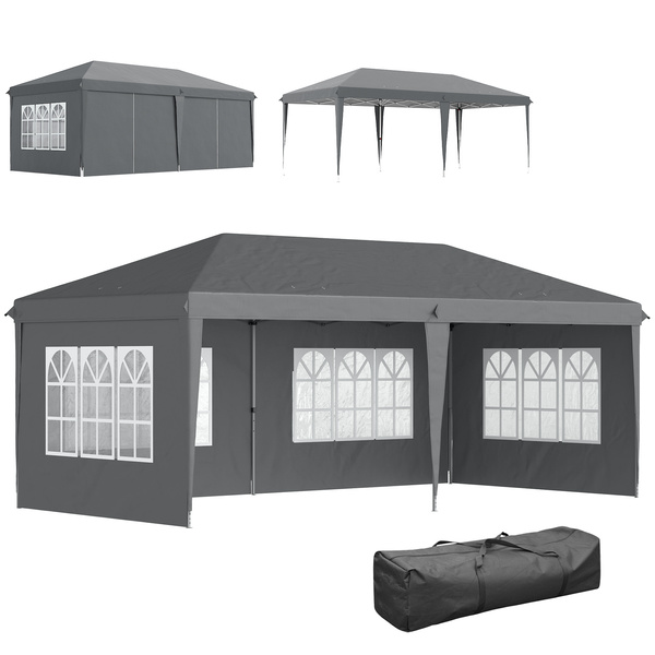 Outsunny 3 x 6m Pop-Up Gazebo, with Removable Walls - Grey