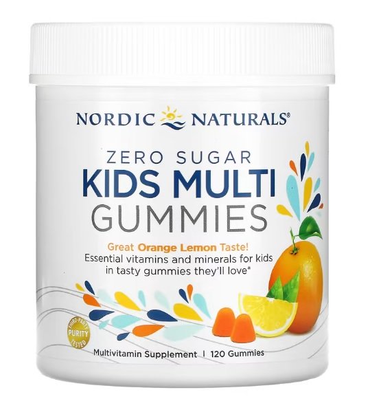 Nordic Naturals Kids Multi Zero Sugar Multivitamin Gummies for Kids Orange Lemon 120 Gummies