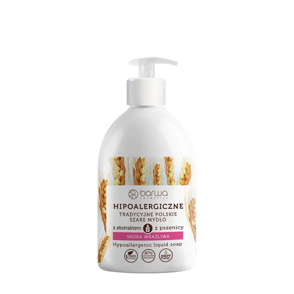 Barwa Hypoallergenic Gray Liquid Soap with Wheat for Sensitive Skin 500ml