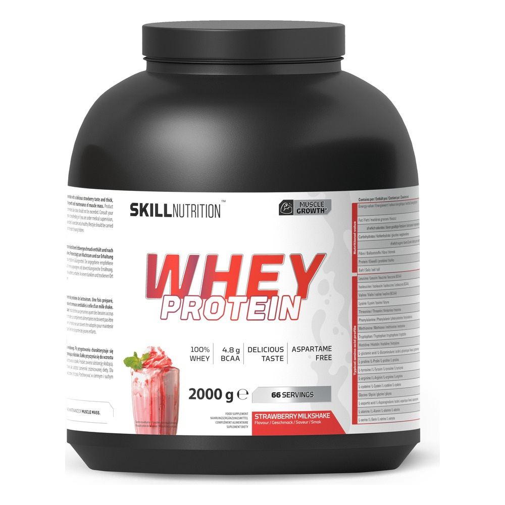 Skill Nutrition Whey Protein Powder, Strawberry Milkshake - 2000g