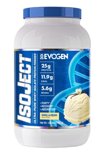 Evogen IsoJect Whey Protein Isolate Vanilla Bean For Muscle Growth and Recovery 750g