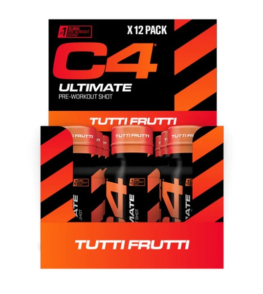 Cellucor C4 Ultimate Pre-Workout Shot Tutti Frutti For Intense Workouts 12 x 60ml
