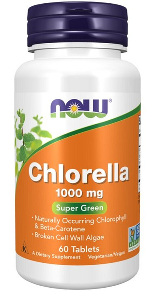 NOW Foods Chlorella 1000mg Algae Supplement with Chlorophyll 60 Tabs