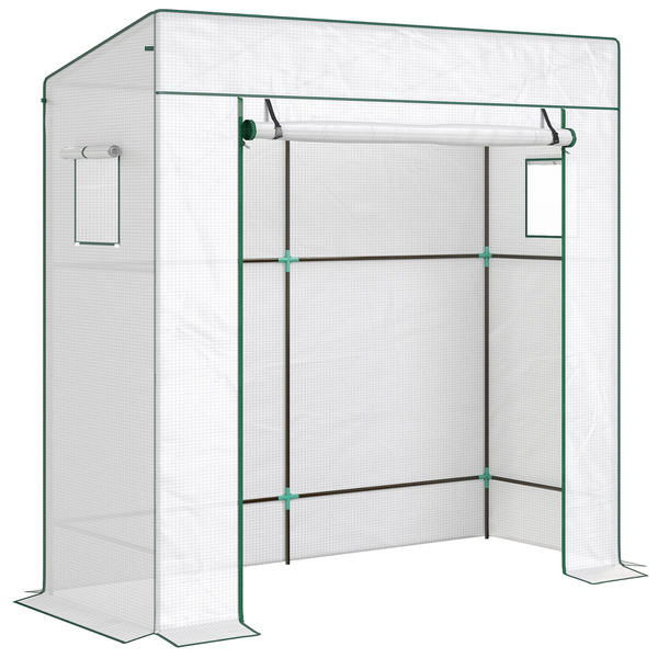 Outsunny PE Cover Walk-in Outdoor Greenhouse, White