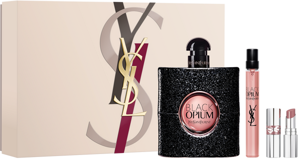 Yves Saint Laurent Black Opium Gift Set 90ml EDP + 10ml EDP + Mini Loveshine Lipstick 44 Nude Lavalière Set for Women 1 Piece