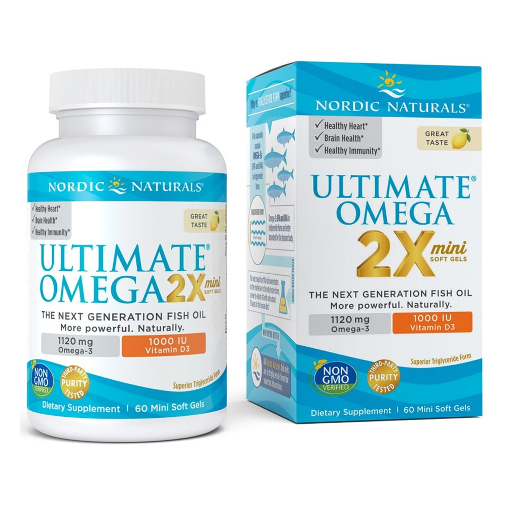 Ultimate Omega 2X Mini with Vitamin D3, 1120mg Lemon - 60 mini softgels