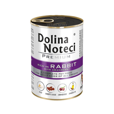 Dolina Noteci Premium Wet Food with Rabbit and Cranberry for Adult Dogs of All Breeds 400g