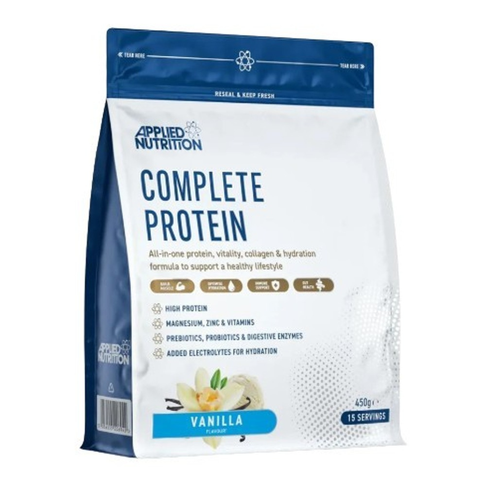 Applied Nutrition Complete Protein Vanilla Protein with Collagen and Vitamins For Vitality and Gut Health 450g