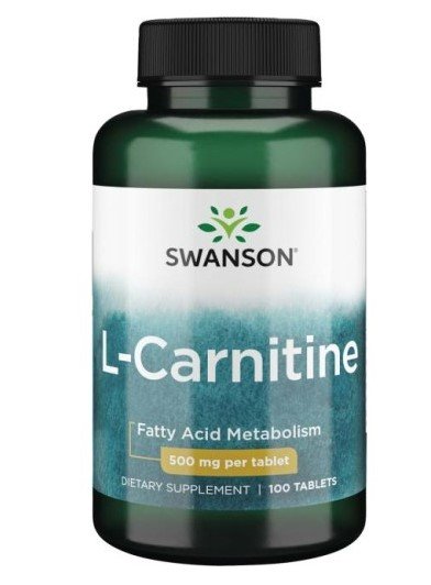 Swanson L-Carnitine 500mg for Energy and Metabolism 100 Tablets