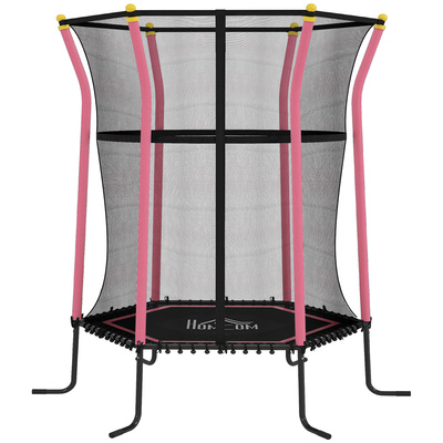 HOMCOM Kids Trampoline Mini Bouncer with Enclosure Safety Net For Ages 3-10 Years - Pink